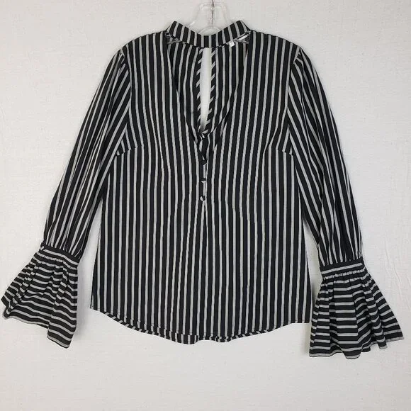 L'Academie The Felix Blouse Striped Bell Cuffs Victorian Modern size S Goth Boho - Picture 3 of 14